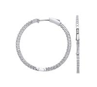 Jewelco London Women's Silver CZ Inside Outside Eternity Hoop Earrings 36mm Jewelco London Silver One Size