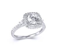 Jewelco London Women's Silver CZ Shoulder-set Cluster Solitaire Engagement Ring in White | Size: Q Jewelco London White Q