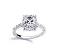Jewelco London Women's Silver CZ Shoulder-Set Halo Solitaire Engagement Ring - GVR760 in White | Size: O Jewelco London White O
