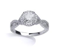 Jewelco London Women's Silver CZ Solitaire Engagement Ring in White | Size: Medium Jewelco London White M