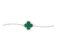 Jewelco London Women's Silver Green Clover Malachite Lucky Charm Bracelet 7-8.5" - ABB240 in White Jewelco London White One Size