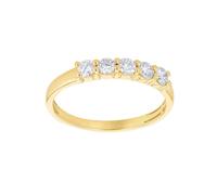 Jewelco London Women's Silver Lab Grown Diamond 5 Stone Half Eternity Ring 3mm 0.50cts in Gold | Size: Large Jewelco London Gold L