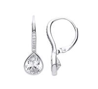 Jewelco London Women's Silver Pear CZ Falling Raindrops Drop Earrings Jewelco London Silver One Size