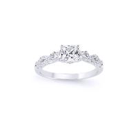 Jewelco London Women's Silver Princess Cut CZ Shoulder-Set 4 Claw Solitaire Ring - GVR578 in White | Size: P Jewelco London White P