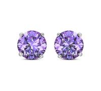 Jewelco London Women's Silver Purple CZ Double Gallery Stud Earrings 5mm 1.00ct - RD5AM in White Jewelco London White One Size