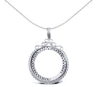 Jewelco London Women's Silver Rope Edge Scroll Top Full Sovereign Coin Mount Pendant - ASP003-F in White Jewelco London White One Size
