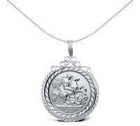 Jewelco London Women's Silver Rope Edge Scroll Top St George Pendant (Full Sov Size) - ASP003-F in White Jewelco London White One Size