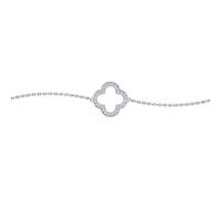 Jewelco London Women's Silver Round CZ Clover Halo Lucky Charm Bracelet 7-8.5" - ABB235 in White Jewelco London White One Size