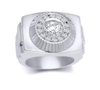 Jewelco London Women's Silver Round CZ Fluted Bezel Presidential Cluster Ring - ARN168 in White | Size: Y Jewelco London White Y