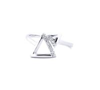 Jewelco London Women's Silver Round CZ Lil n Large Triangles Bypass Ring - ARN172 in White | Size: Q Jewelco London White Q