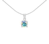 Jewelco London Women's Sterling Silver Aurora Borealis Round Brilliant Cubic Zirconia Rainbow Solitaire Charm Pendant Necklace, 8mm - 8-62-9264