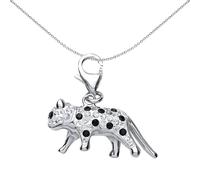 Jewelco London Women's Sterling Silver Black White Crystal Snow Leopard Link Charm Jewelco London Silver One Size