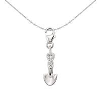 Jewelco London Women's Sterling Silver CZ Heart Shovel Spade Lobster Link Charm Pendant - CM086 in White Jewelco London White One Size