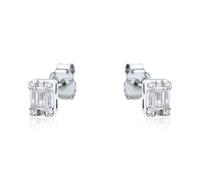 Jewelco London Women's Sterling Silver CZ Illusion Solitaire Cluster Stud Earrings - RE42794 in White Jewelco London White One Size