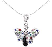 Jewelco London Women's Sterling Silver Multi Coloured Crystal Flutter By Butterfly Charm Jewelco London Silver One Size