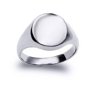 Jewelco London Women's Sterling Silver Polished Round Oval Signet Ring - ARN121 in White | Size: Z Jewelco London White Z