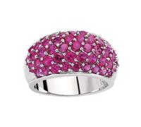 Jewelco London Women's Sterling Silver Ruby-Red CZ Domed Pave Bombay Dress Ring - GVR398RU in White | Size: Medium Jewelco London White M