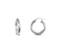 Jewelco London Women's Sterling Silver Twist Hoop Earrings - 4mm - 2.3cm - AER002A in White Jewelco London White One Size