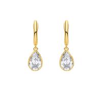 Jewelco London Yellow Gold-Plated Sterling Silver Pear CZ Golden Raindrop Bezel Drop Earrings - EAG1319