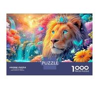 Jeweled Lion Under A Crescent Moon 1000-Piece Jigsaw Puzzle The Lion Brain Training for Adults & Kids 52x38cm/1000pcs