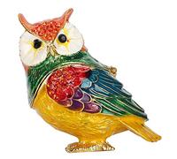 Jeweled Owl Trinket Boxes,Enamel Painting Small Jewelry Holder Animal Figurines Collectibles Gift Metal Crafts Storage For Home Decoration/Storage/Handicraft Unique Gift