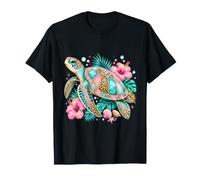 Jeweled Sea Turtle Tropical Colorful Ocean Art T-Shirt