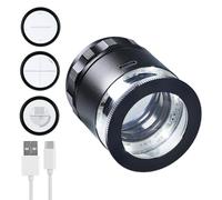 Jewelers Loupe 10X Magnification Magnifier with 6 LED Lights and 3 Glass Scale Lens, Jewelry Loupe Magnifier 25mm Field of View Illuminated Jewelers Loop for Gems, Coins, Stamps, Watches