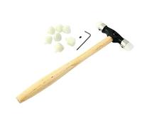 Jeweler's Planishing Hammer with Nylon Head, Jewelry Making Repousse Tool with 9 Interchangeable Tips, Wooden Handle