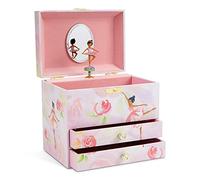 Jewelkeeper Ballerina and Roses Girl's Musical Jewellery Box, 2 Pull-out Drawers, Swan Lake Tune