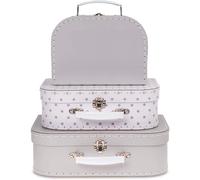 Jewelkeeper Cardboard Storage Boxes, Set of 3 - Nesting Decorative Storage Box for Birthday Wedding Nursery Office Decoration Displays Toys Photos Toy Box - Gray Stars Design