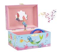 Jewelkeeper Girls Jewellery Box with Spinning Mermaid - Underwater Theme Music Box to Store Bracelets and Necklaces - 15.2 x 11.6 x 8.9 cm - Mermaid Toys - Magical Girls Birthday Presents