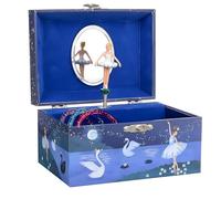 Jewelkeeper Girl's Musical Jewellery Storage Box with Pull-out Drawer, Glitter Design, Swan Lake Tune | Child Jewellery Box, Musical Jewellery Box, White Ballerina Jewellery Box
