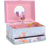 Jewelkeeper Girl's Musical Jewellery Storage Box with Pull-out Drawer, Woodland Owls Design, Twinkle Twinkle Little Star Tune | Child Jewellery Boxes, Musical Owl Jewellery Box, Pink Owl Jewellery Box