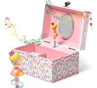 Jewelkeeper Girls Musical Jewelry Box - Durable Pine Fiberboard with Pink Lining - Kids Jewelry Box - The Beautiful Dreamer Tune - Gifts for Girls - Fairy Jewellery Box - 6x4x3.5in