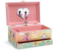 Jewelkeeper Girl's Musical Jewelry Storage Box with Pullout Drawer and Black Ballerina Little Queen Design Swan Lake Tune