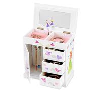 Jewelkeeper Jewellery Box with 4 Drawers - Musical Keepsake Box for Girls with Dance of the Sugar Plum Fairy Tune - Fairy Princess and Unicorn Design - Ideal Gift for Kids - 24 x 20 x 24 cm