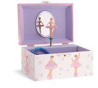 Jewelkeeper Pink and White Dotted Design, Girl's Ballerina Box, Sleeping Beauty Tune