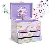 Jewelkeeper Unicorn Jewellery Box for Girls with 2 Pull-out Drawers, Glitter Rainbow and Stars Unicorn Design, The Beautiful Dreamer Tune - Store Your Precious Items - Ideal for Girls Ages 3 and Up