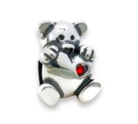 Jewellbox Girls Sterling Silver Baby Teddy Bear with Heart Charm for Bracelet.