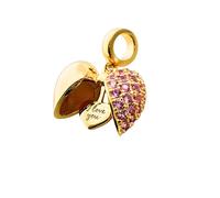 Jewellbox Women 18ct Gold Plated Oval CZ Locket Heart Bracelet Charm