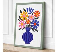 Jewelled Blooms Botanical Canvas Wall Art Print 24x16 Inch | Sage