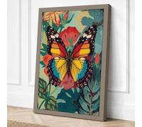 Jewelled Butterfly Botanical Canvas Wall Art Print 18x12 Inch