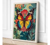 Jewelled Butterfly Botanical Canvas Wall Art Print 24x16 Inch