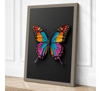Jewelled Butterfly Geometric Canvas Wall Art Print 36x24 Inch