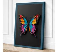 Jewelled Butterfly Geometric Canvas Wall Art Print 36x24 Inch