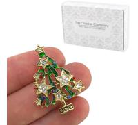 Jewelled Christmas Tree Brooch | 3.5cm Tall | Little Gift for Ladies | Cracker Filler