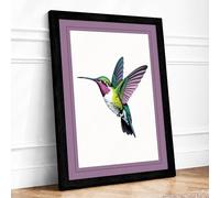 Jewelled Hummingbird Minimalist Framed Wall Art Print A1 (84.1×59.4cm) Black, Wall Decor for Living Room, Bedroom, Office & Home, Ready to Hang, Art Gift