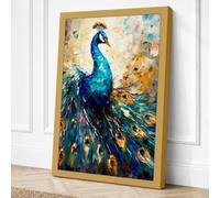 Jewelled Peacock Canvas Wall Art Print 24x16 Inch