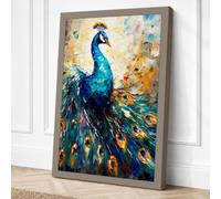 Jewelled Peacock Canvas Wall Art Print 30x20 Inch