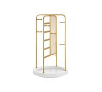 JewellerRotating Jewellery Stand with Bottom Tray, Gold